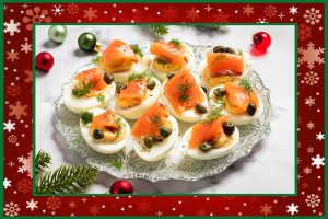 Christmas-Smoked Salmon Deviled Eggs