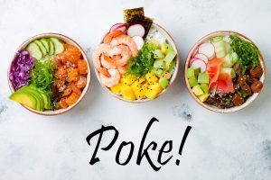 Hawaiian,Salmon,,Tuna,And,Shrimp,Poke,Bowls,With,Seaweed,,Avocado,