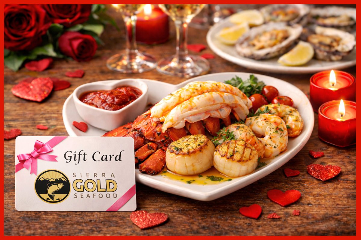 Valentines Nice Seafood Plate Champagne Gift Card_Framed